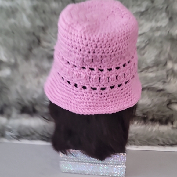 Chic Pink Crochet Bucket Hat - Picture 3 of 11